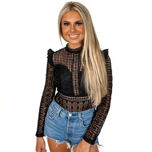 Hello Molly Black Lace Bodysuit